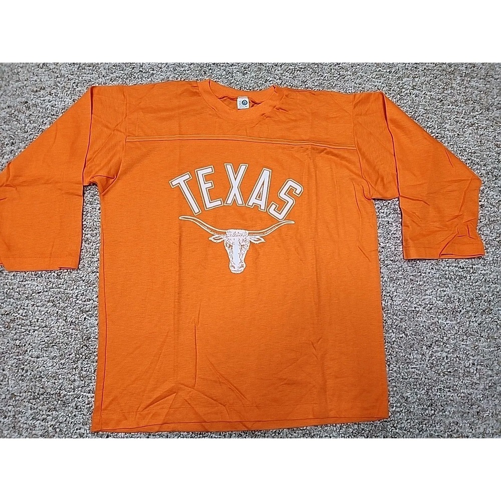 Vintage‎ 80s Texas Longhorns Artex T Shirt Orange XL New Single Stitch USA Made